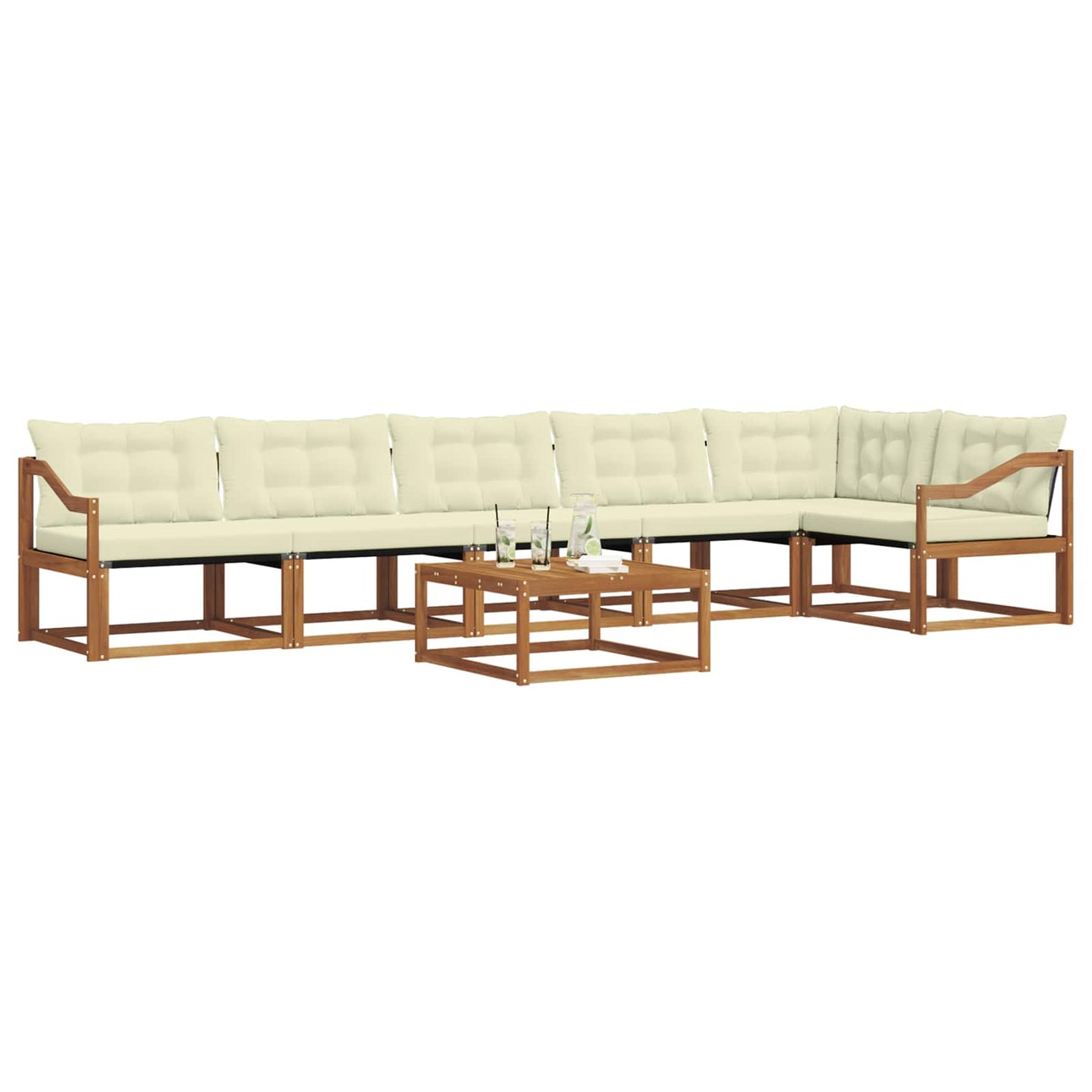 Set di divani da esterno con cuscino 7 pcs Naturale e Crema | homemem39