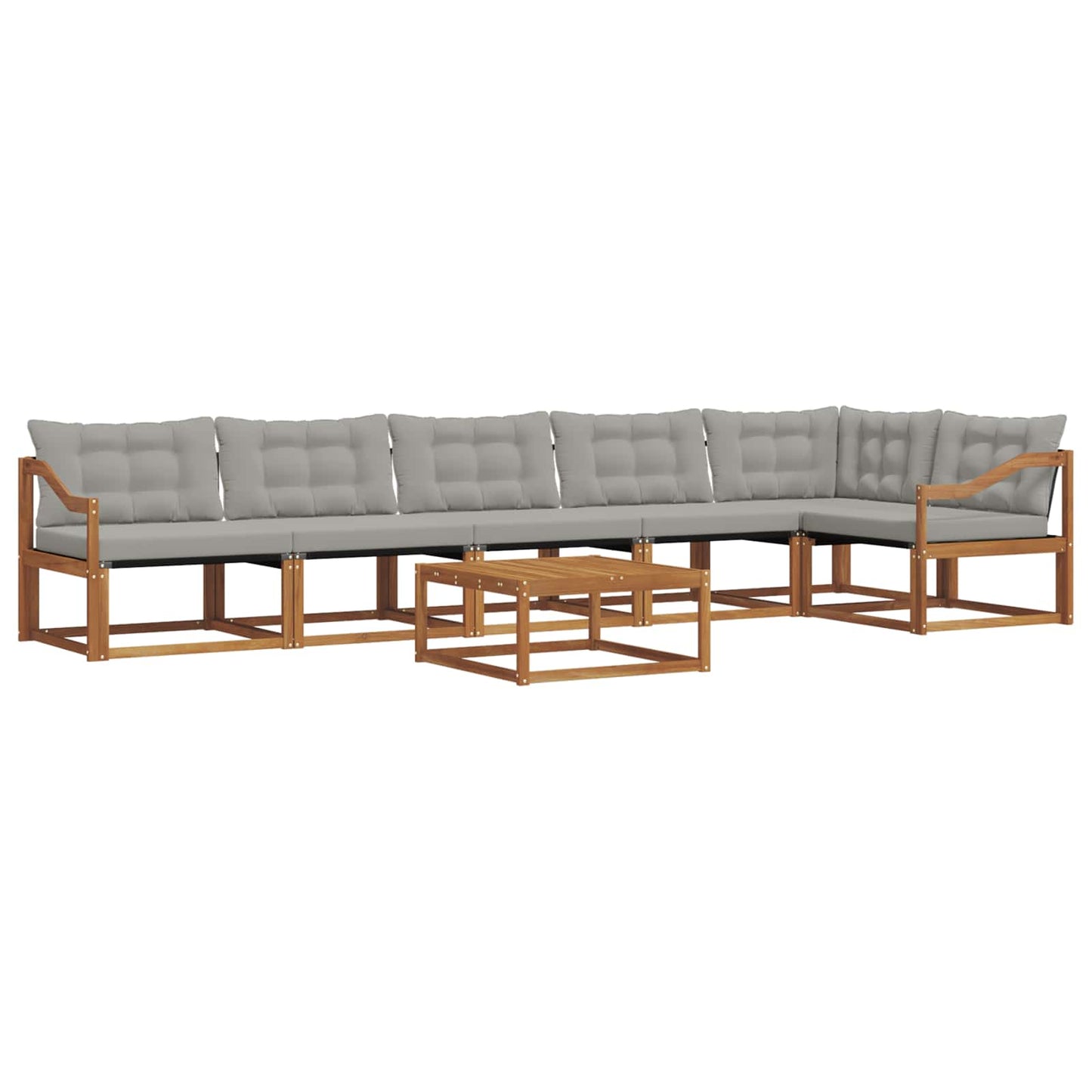Set di divani da esterno 7 pcs Grigio Naturale e Chiaro | homemem39