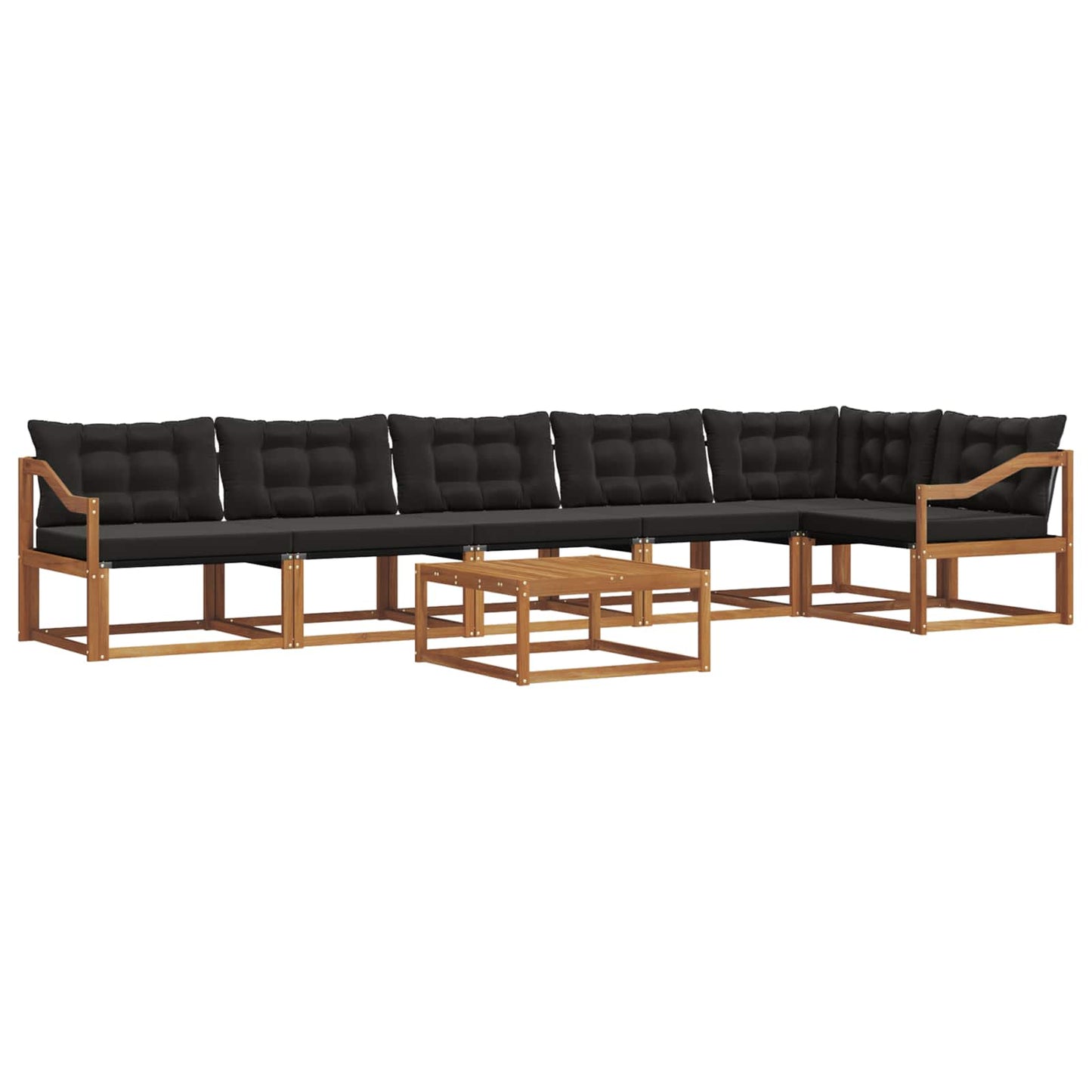 Set di divani da esterno con cuscino 7 pcs Naturale e Nero | homemem39