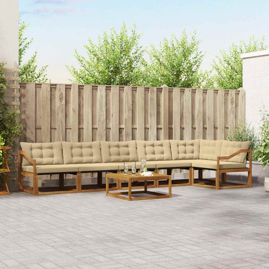Set di divani da esterno con cuscino 7 pcs Naturale e Beige