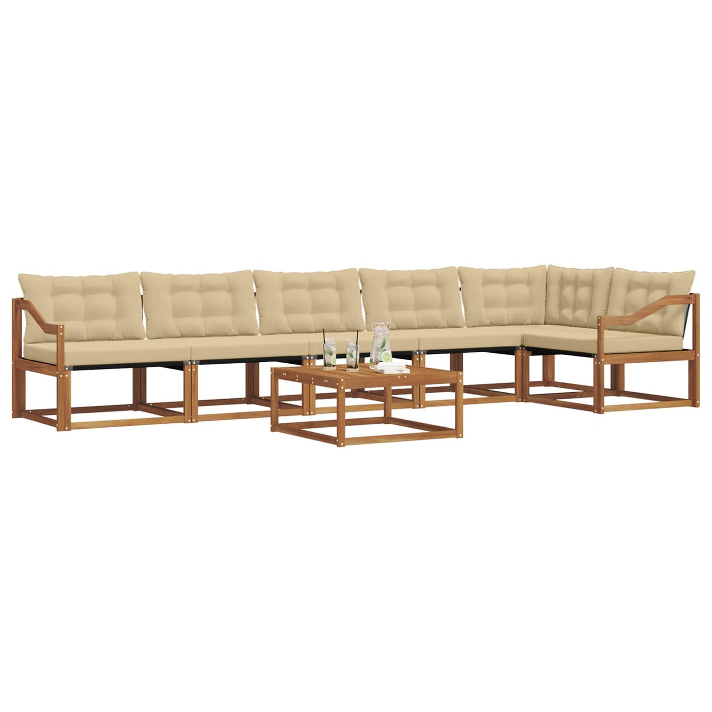 Set di divani da esterno con cuscino 7 pcs Naturale e Beige
