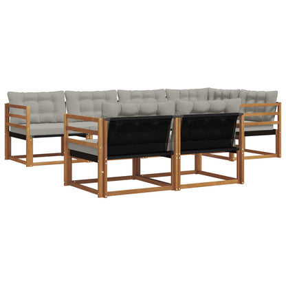 Set di divani da esterno 7 pcs Grigio Naturale e Chiaro | homemem39
