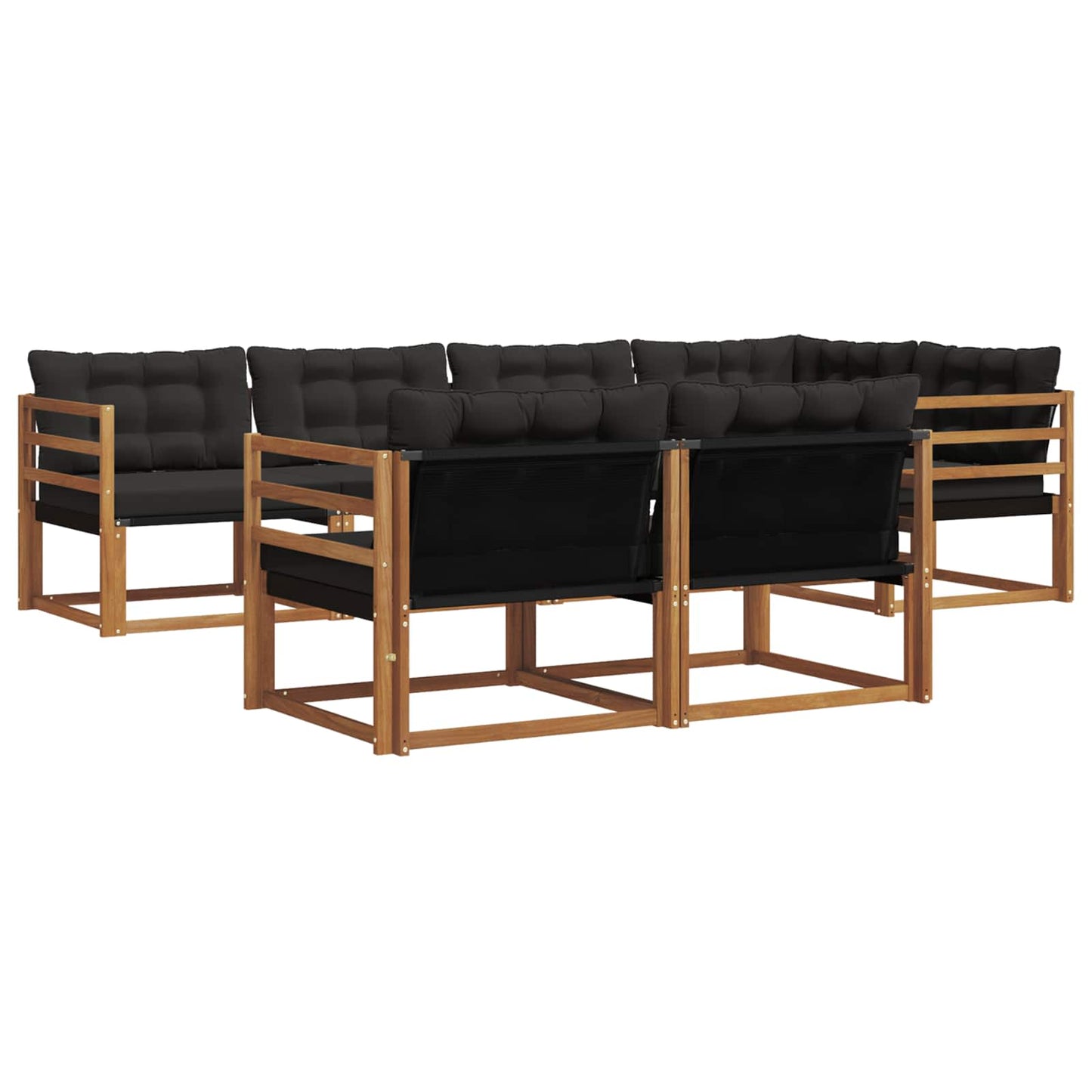Set di divani da esterno con cuscino 7 pcs Naturale e Nero | homemem39