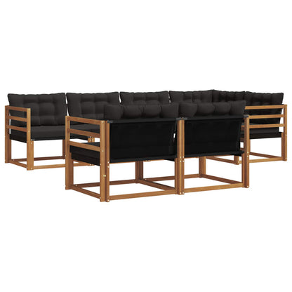 Set di divani da esterno con cuscino 7 pcs Naturale e Nero | homemem39