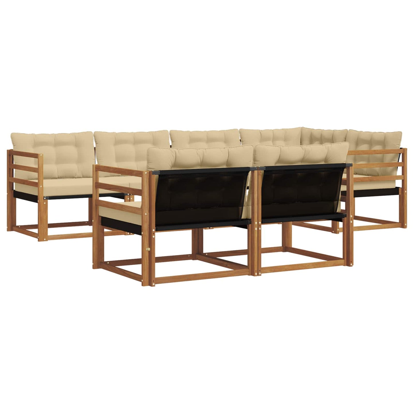 Set di divani da esterno con cuscino 7 pcs Naturale e Beige | homemem39