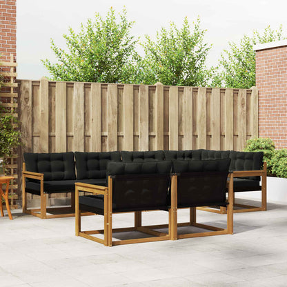 Set di divani da esterno con cuscino 7 pcs Naturale e Nero