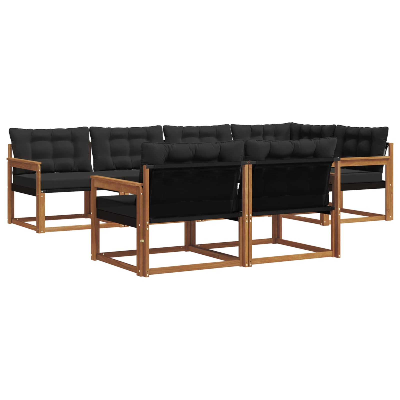 Set di divani da esterno con cuscino 7 pcs Naturale e Nero | homemem39