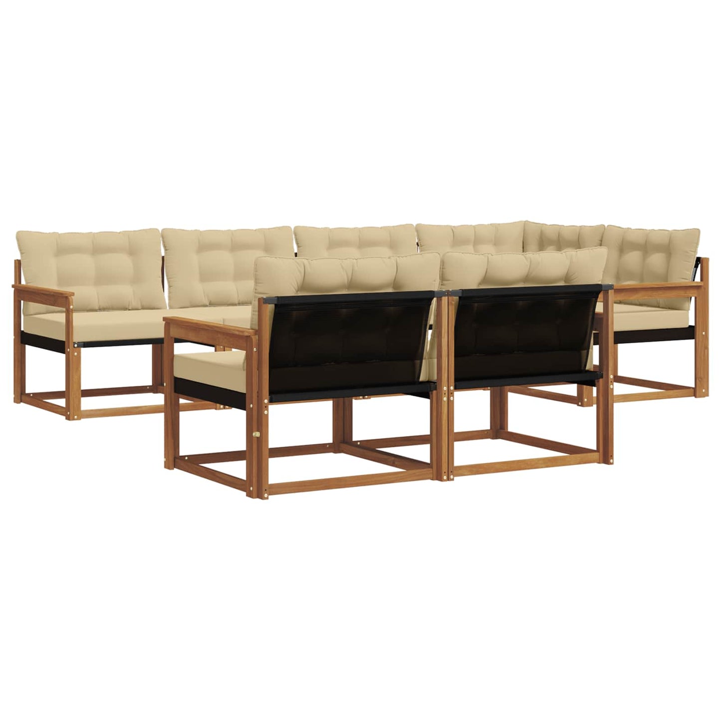 Set di divani da esterno con cuscino 7 pcs Naturale e Beige | homemem39