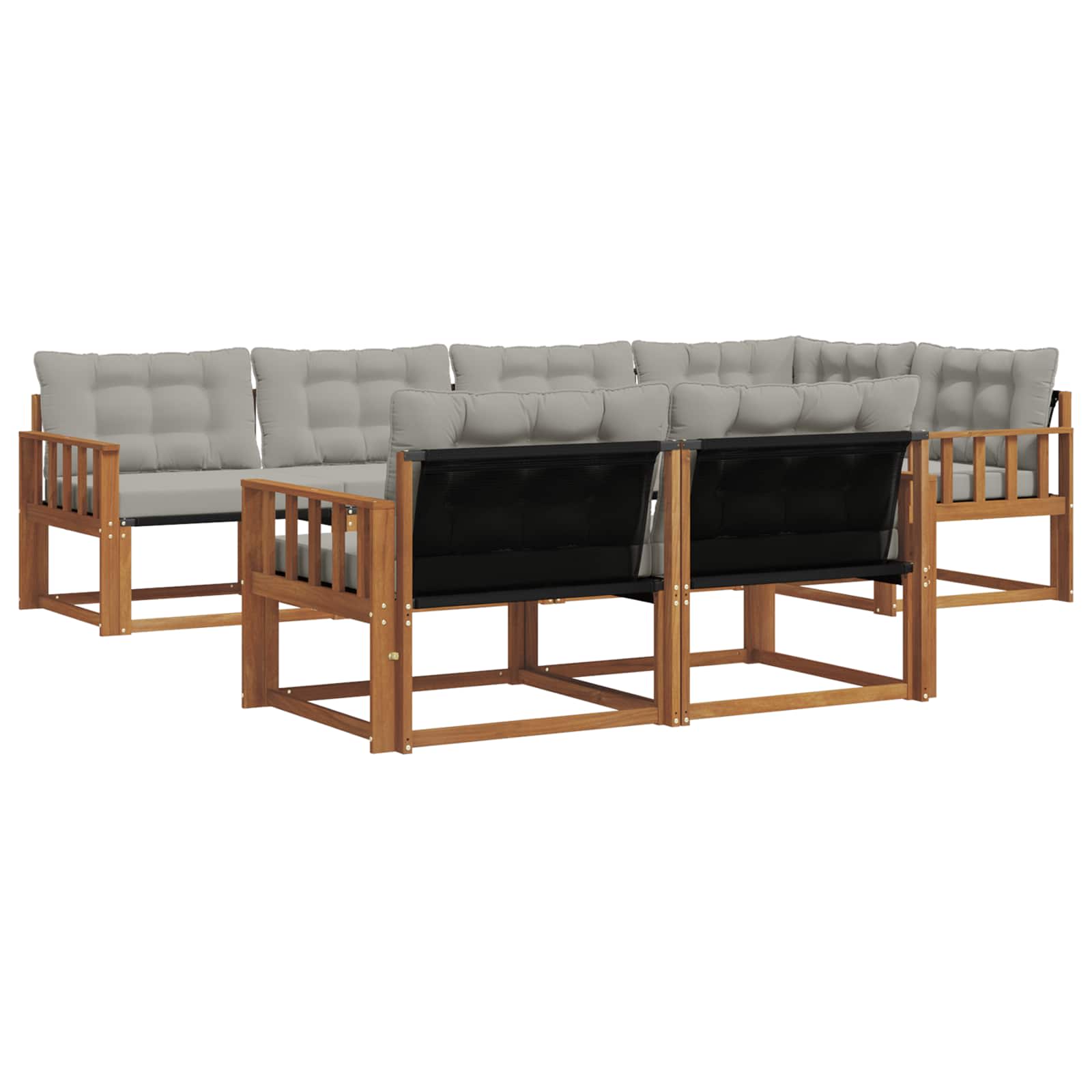 Set di divani da esterno 7 pcs Grigio Naturale e Chiaro | homemem39