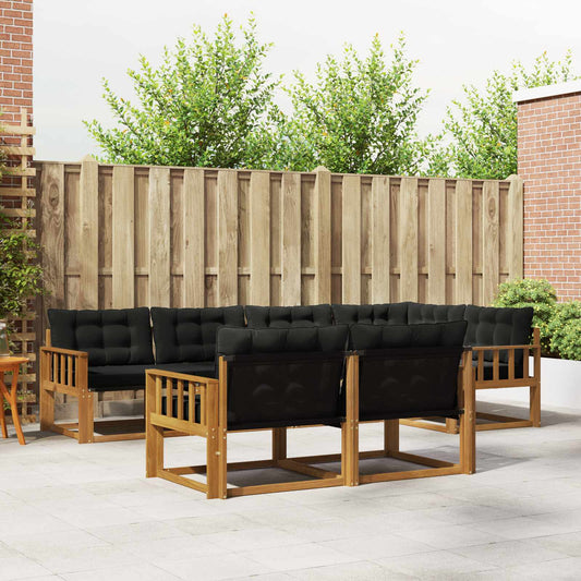 Set di divani da esterno con cuscino 7 pcs Naturale e Nero | homemem39