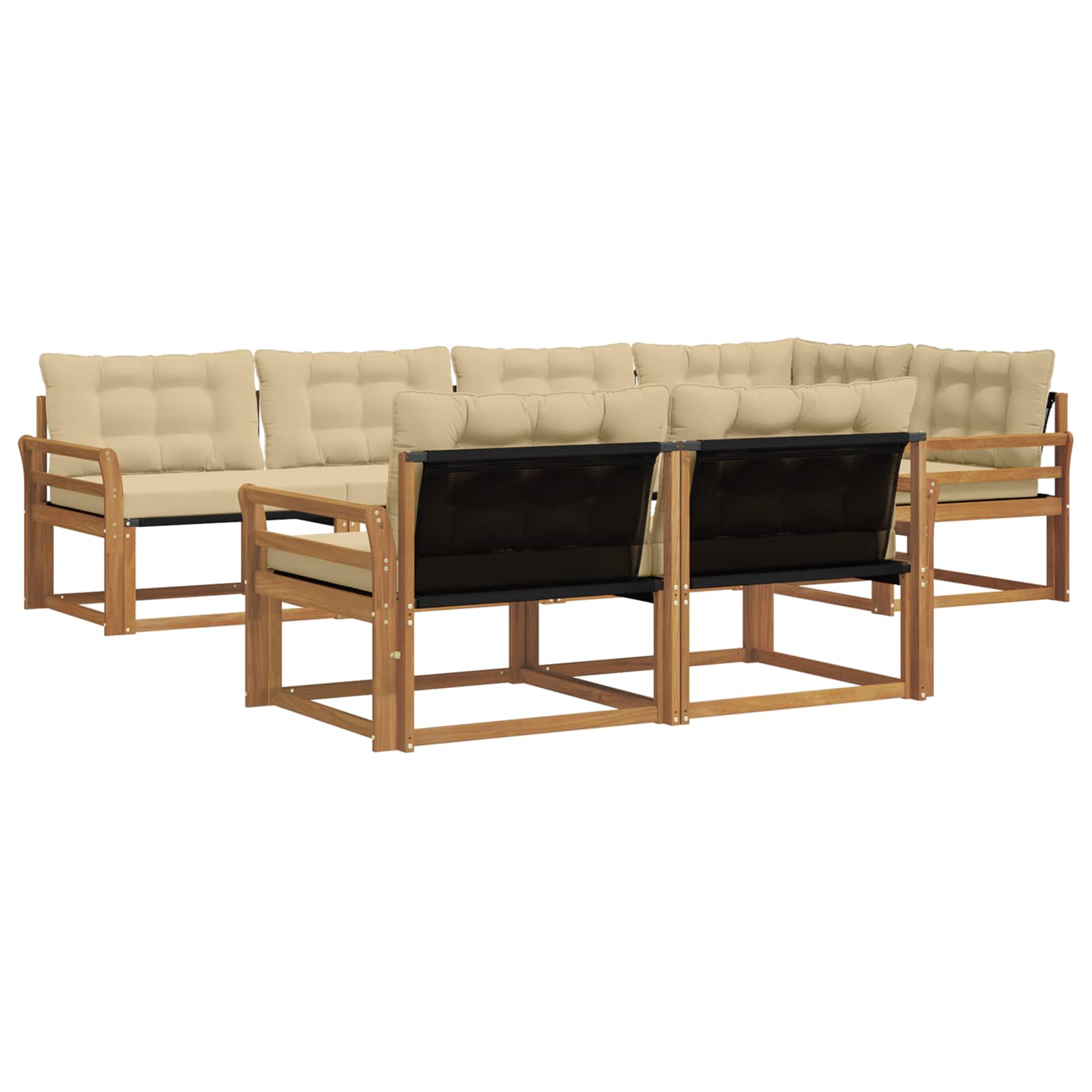 Set di divani da esterno con cuscino 7 pcs Naturale e Beige | homemem39