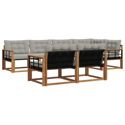 Set di divani da esterno 7 pcs Grigio Naturale e Chiaro | homemem39