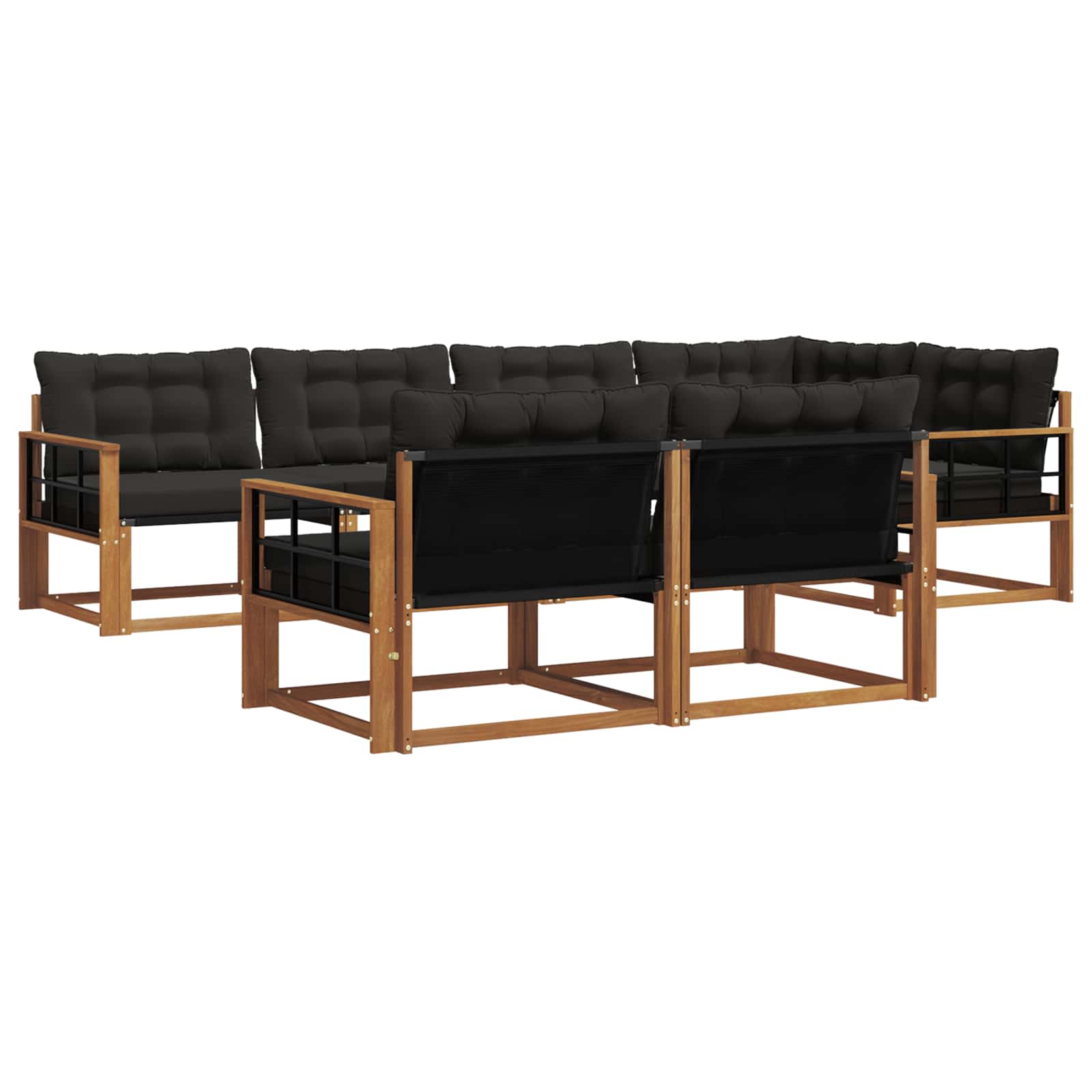 Set di divani da esterno con cuscino 7 pcs Naturale e Nero | homemem39