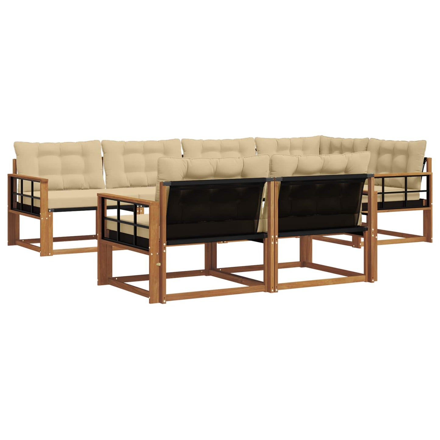 Set di divani da esterno con cuscino 7 pcs Naturale e Beige | homemem39