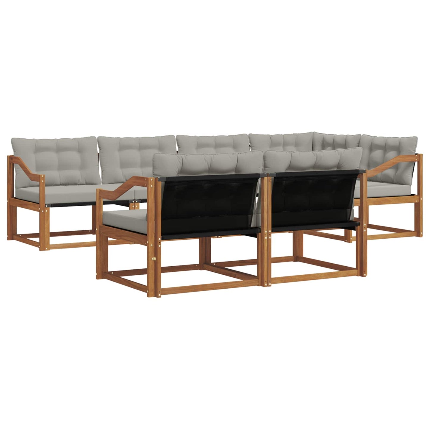 Set di divani da esterno 7 pcs Grigio Naturale e Chiaro | homemem39