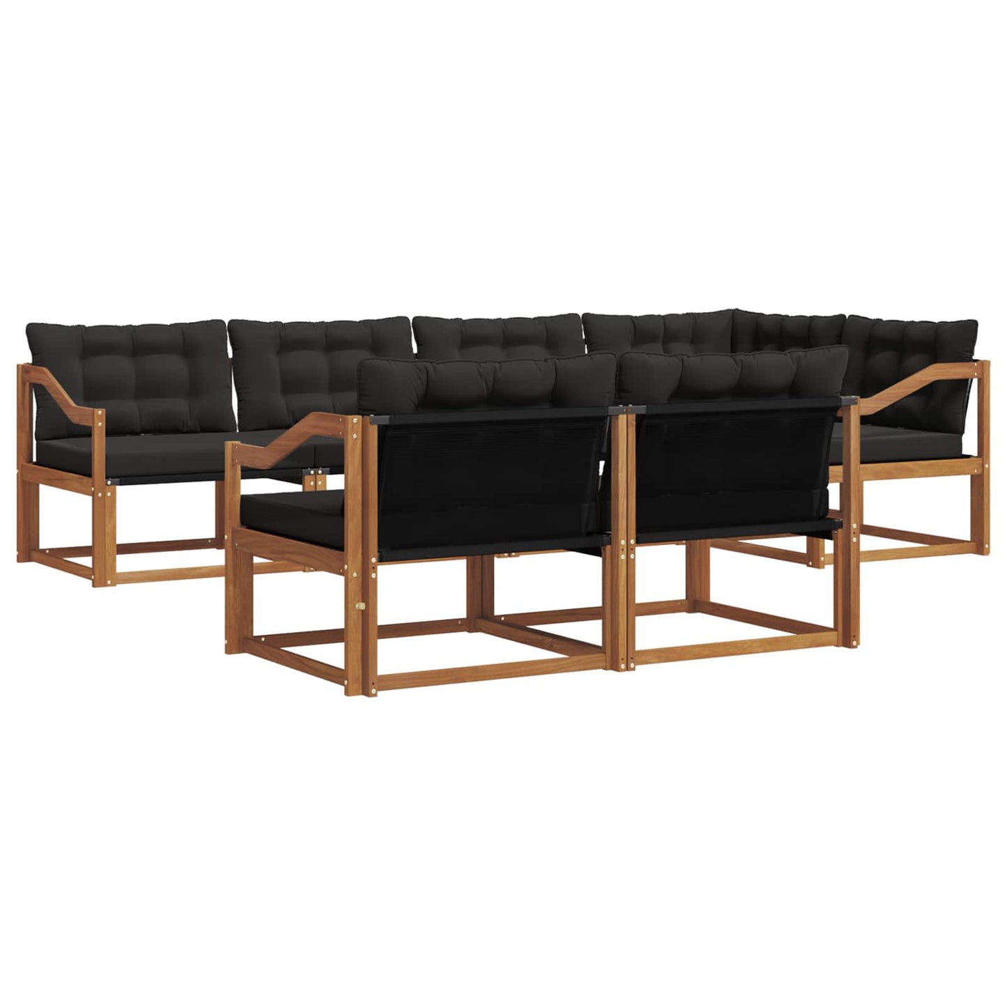 Set di divani da esterno con cuscino 7 pcs Naturale e Nero | homemem39