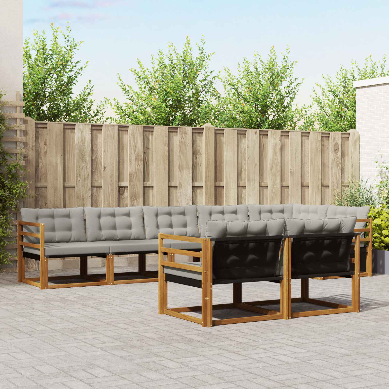 Set di divani da esterno 8 pcs Grigio Naturale e Chiaro | homemem39
