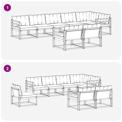 Set di divani da esterno con cuscino 8 pcs Naturale e Nero | homemem39