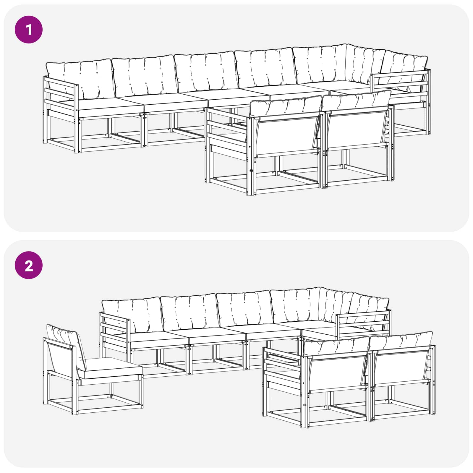 Set di divani da esterno con cuscino 8 pcs Naturale e Beige | homemem39