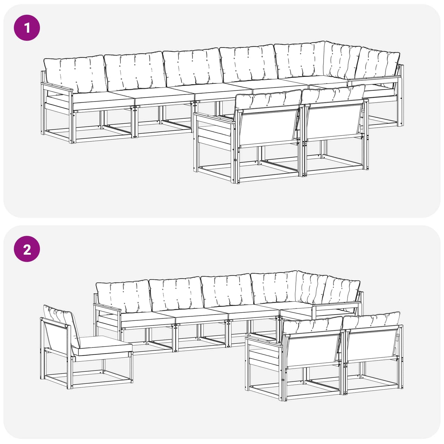 Set di divani da esterno con cuscino 8 pcs Naturale e Crema | homemem39