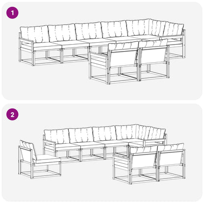 Set di divani da esterno con cuscino 8 pcs Naturale e Crema | homemem39
