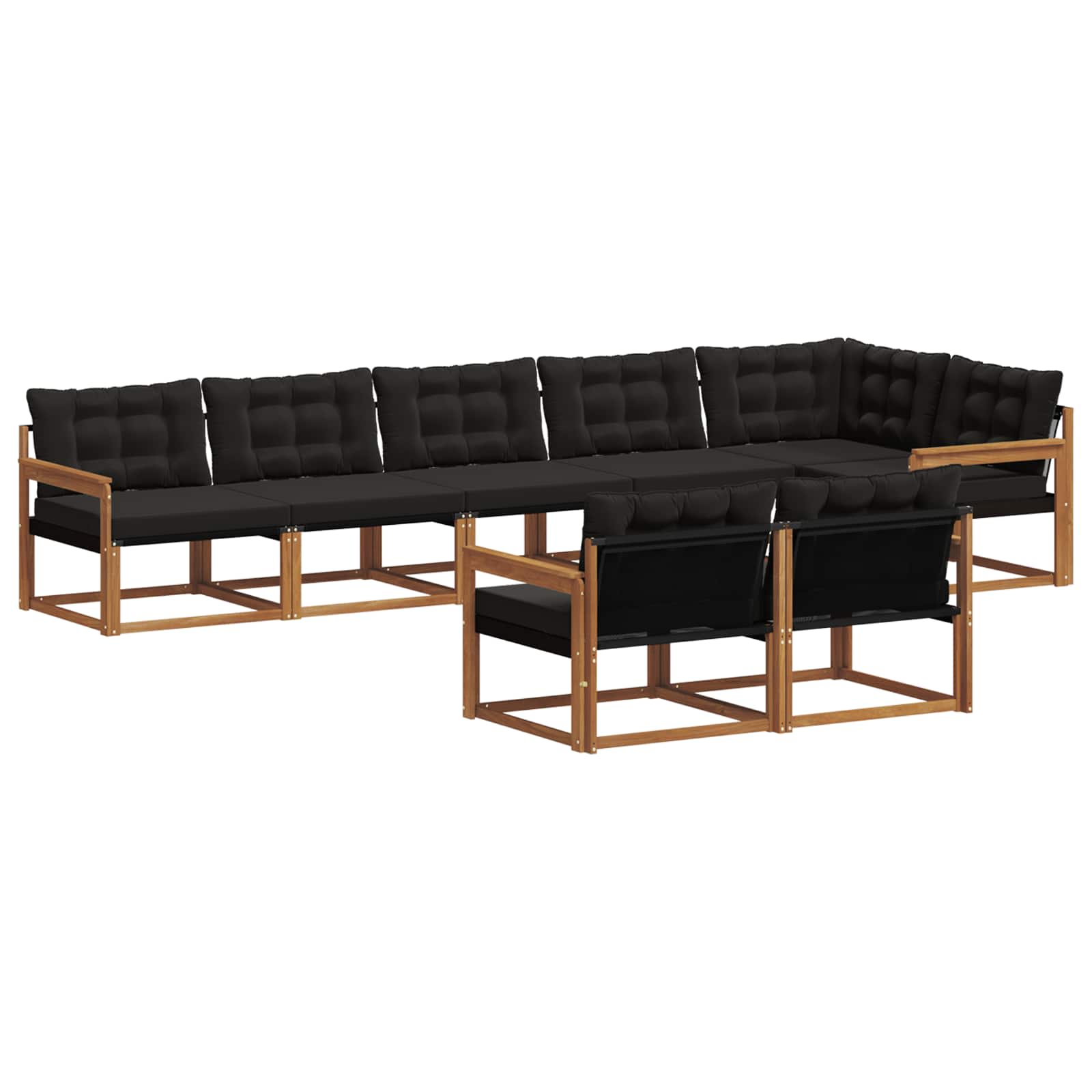 Set di divani da esterno con cuscino 8 pcs Naturale e Nero | homemem39