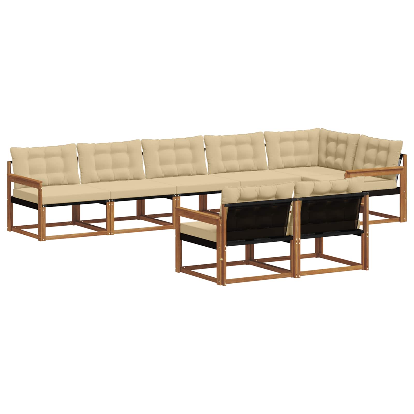 Set di divani da esterno con cuscino 8 pcs Naturale e Beige | homemem39