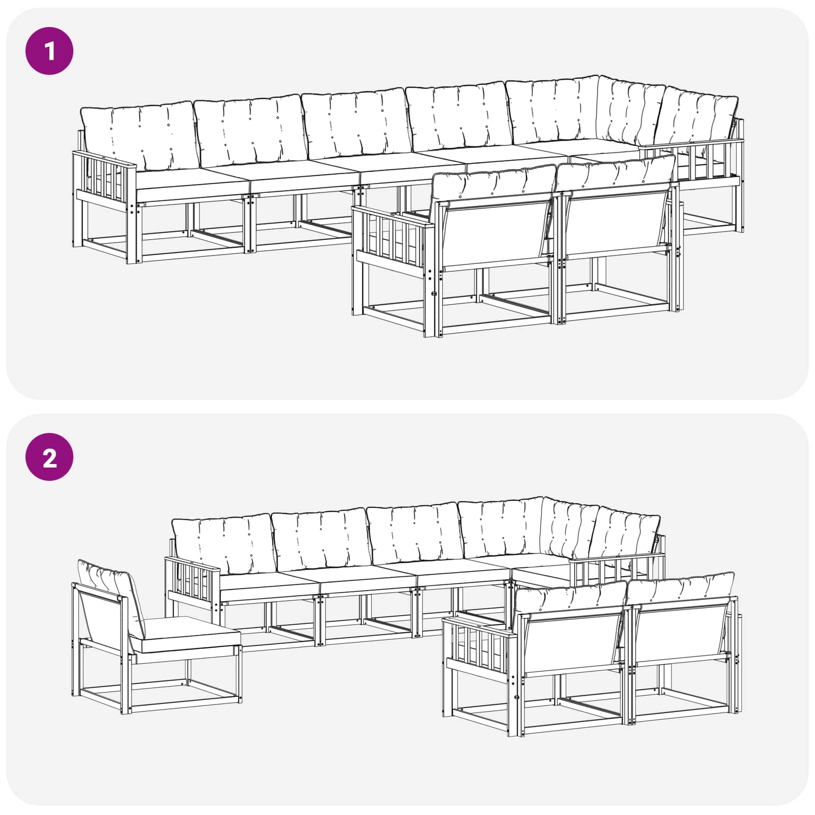 Set di divani da esterno con cuscino 8 pcs Naturale e Crema | homemem39