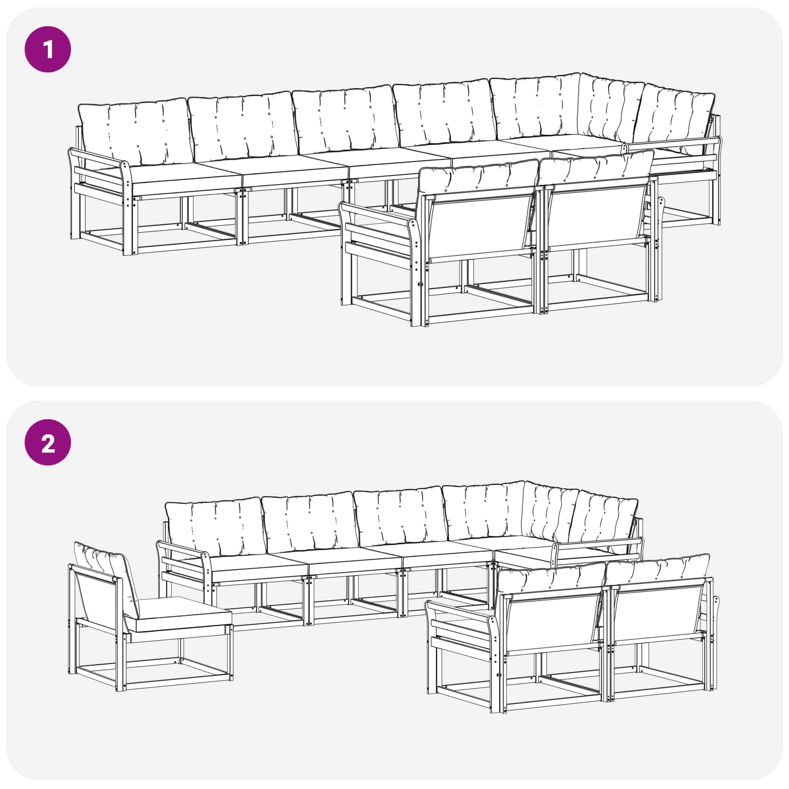 Set di divani da esterno con cuscino 8 pcs Naturale e Crema | homemem39