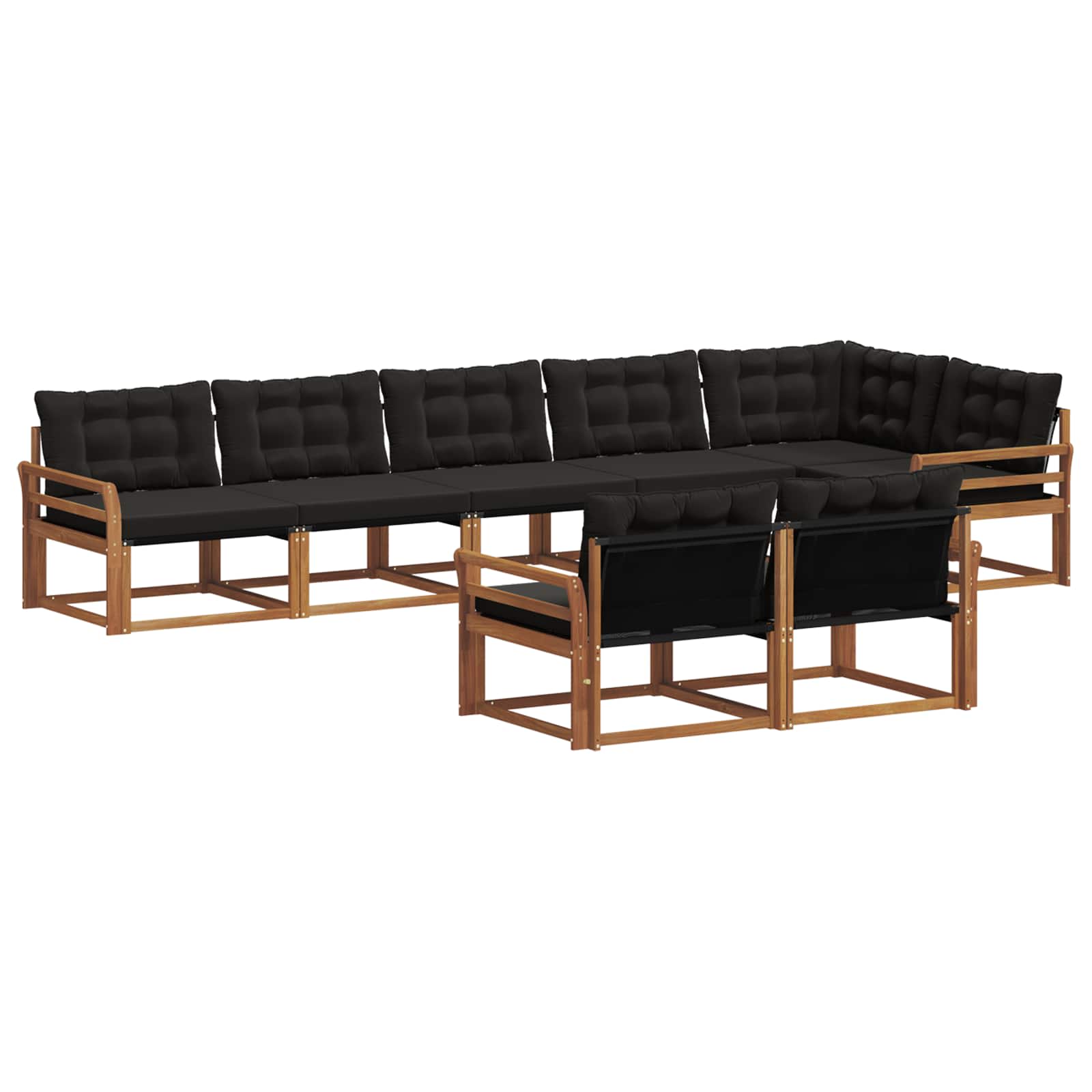 Set di divani da esterno con cuscino 8 pcs Naturale e Nero | homemem39