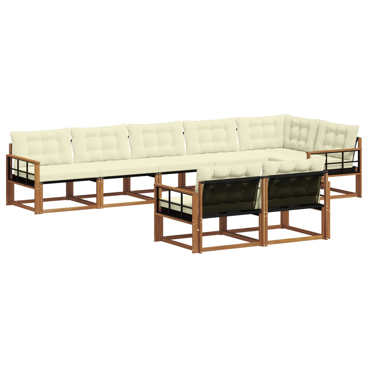 Set di divani da esterno con cuscino 8 pcs Naturale e Crema | homemem39