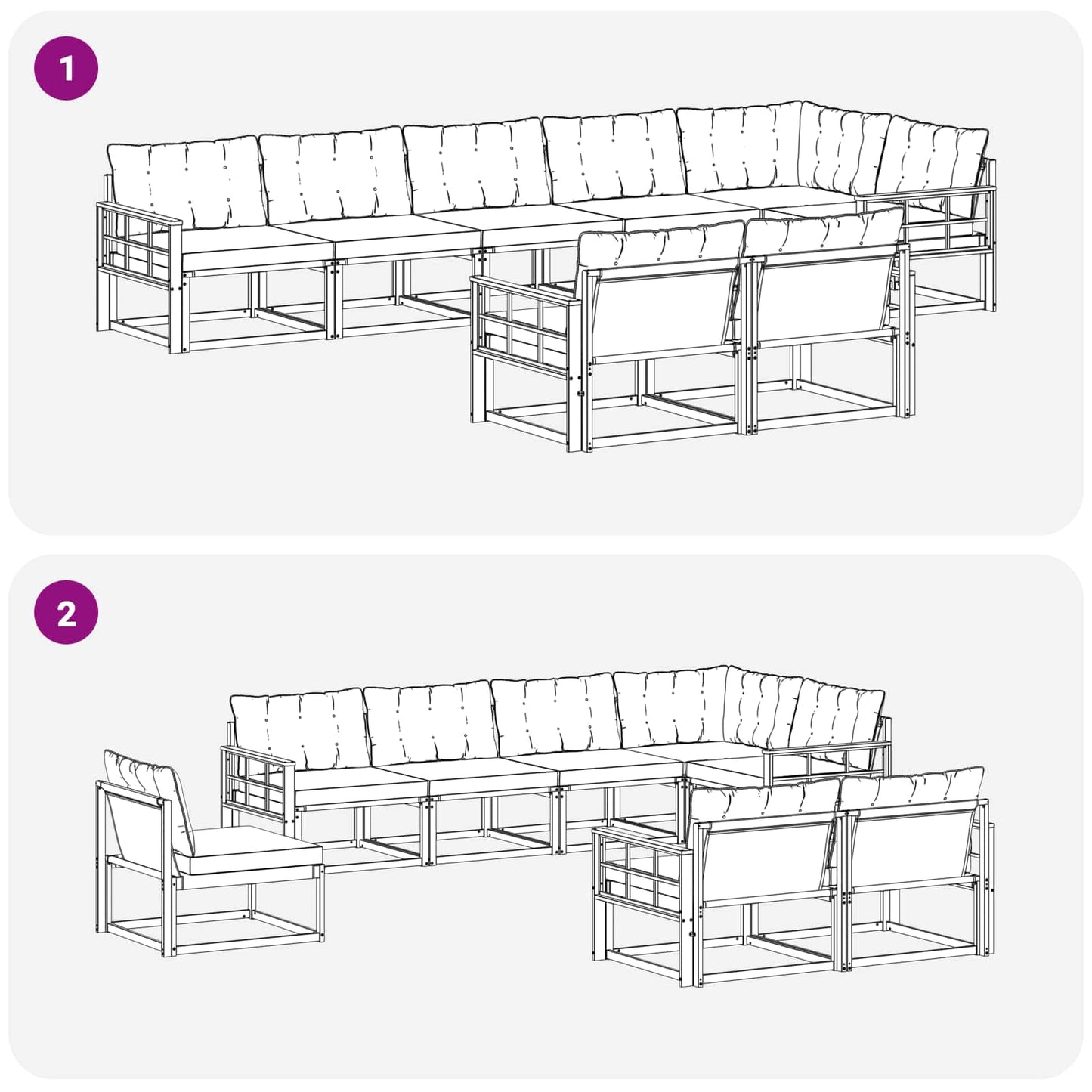 Set di divani da esterno con cuscino 8 pcs Naturale e Crema | homemem39