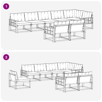 Set di divani da esterno con cuscino 8 pcs Naturale e Crema | homemem39