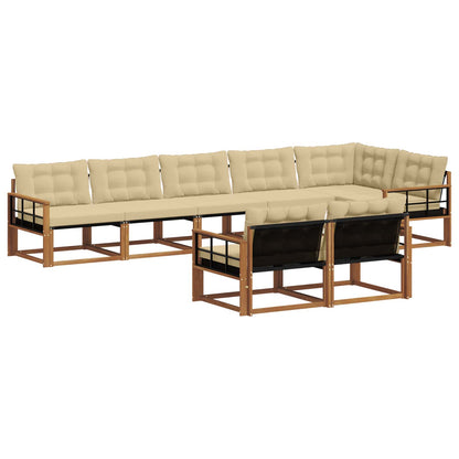Set di divani da esterno con cuscino 8 pcs Naturale e Beige | homemem39