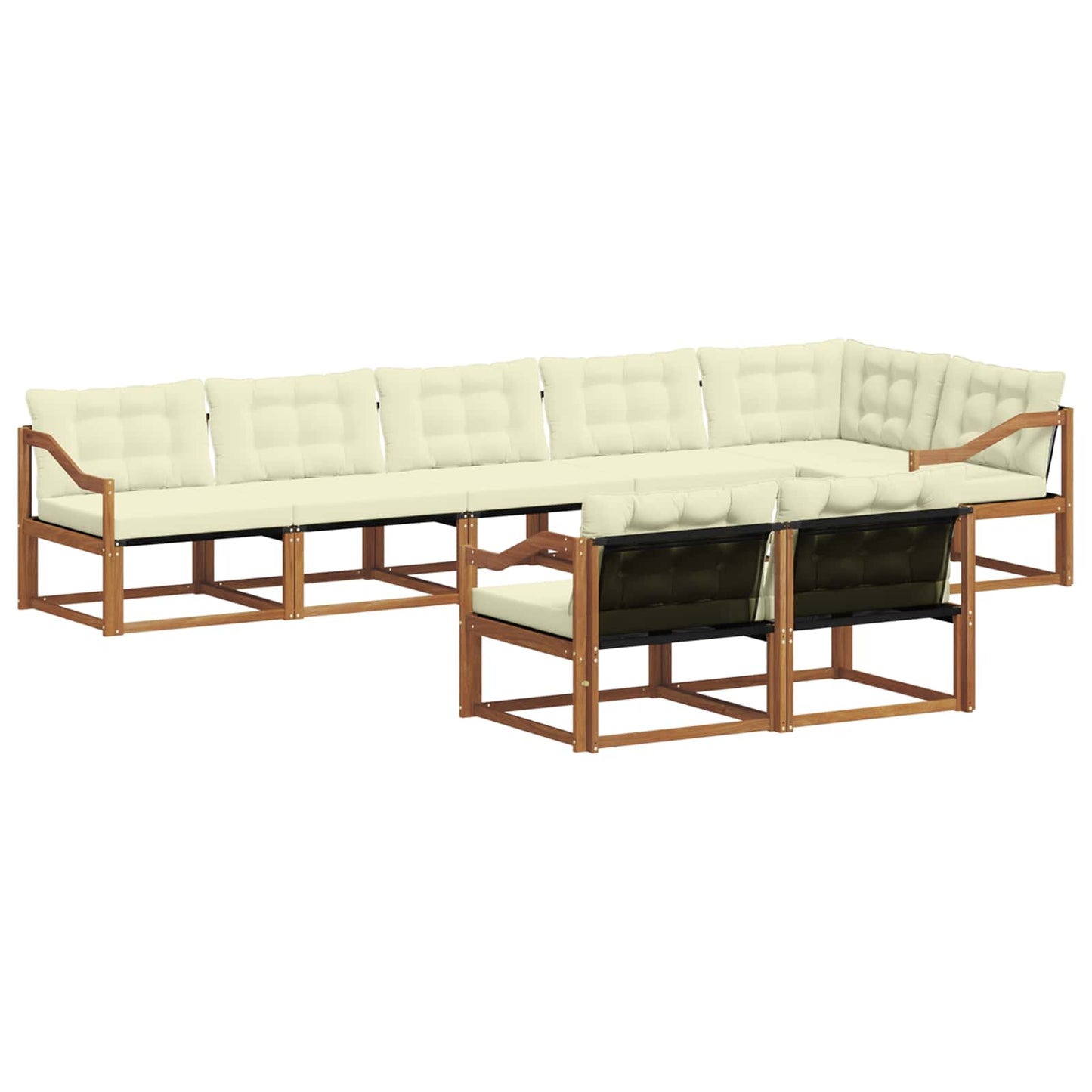 Set di divani da esterno con cuscino 8 pcs Naturale e Crema | homemem39