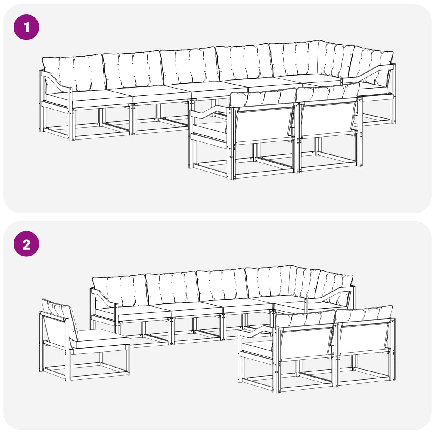 Set di divani da esterno 8 pcs Grigio Naturale e Chiaro | homemem39