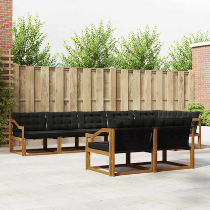 Set di divani da esterno con cuscino 8 pcs Naturale e Nero