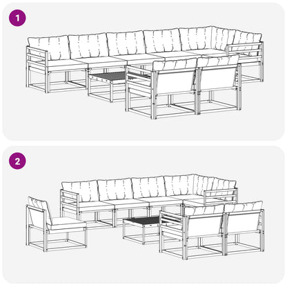 Set di divani da esterno con cuscino 9 pcs Naturale e Beige | homemem39