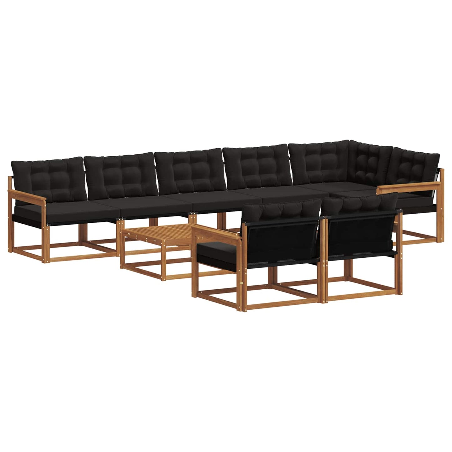 Set di divani da esterno con cuscino 9 pcs Naturale e Nero | homemem39