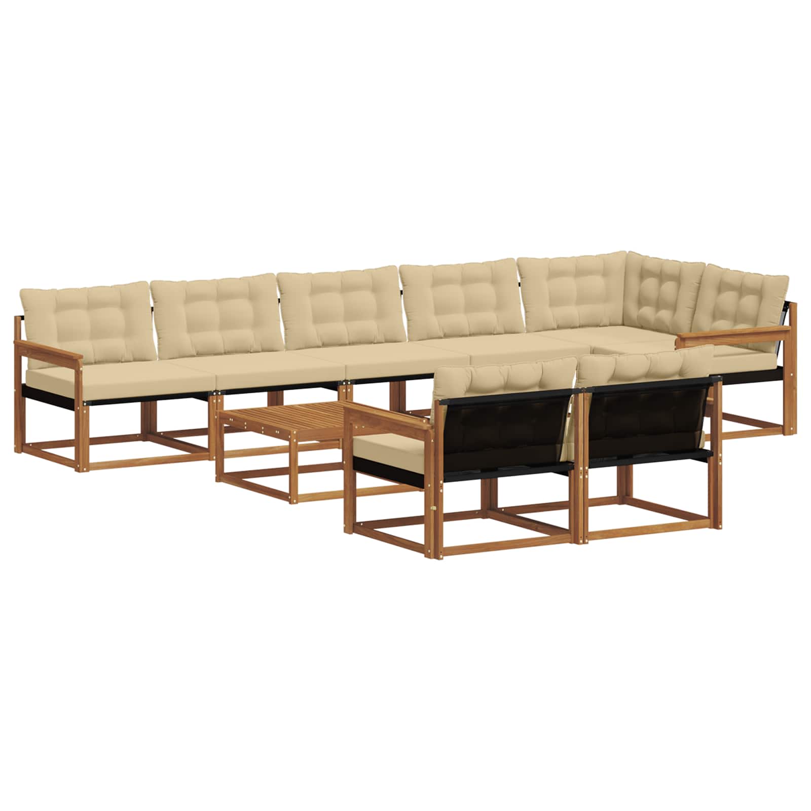 Set di divani da esterno con cuscino 9 pcs Naturale e Beige | homemem39