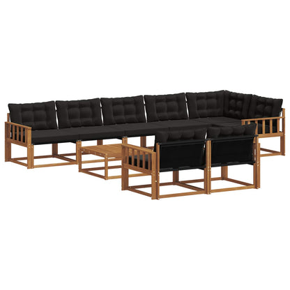 Set di divani da esterno con cuscino 9 pcs Naturale e Nero | homemem39