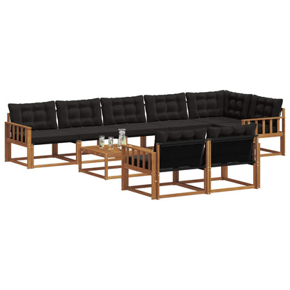Set di divani da esterno con cuscino 9 pcs Naturale e Nero | homemem39
