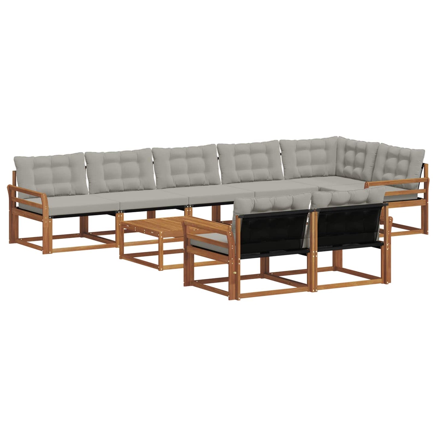 Set di divani da esterno 9 pcs Grigio Naturale e Chiaro | homemem39