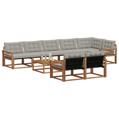 Set di divani da esterno 9 pcs Grigio Naturale e Chiaro | homemem39