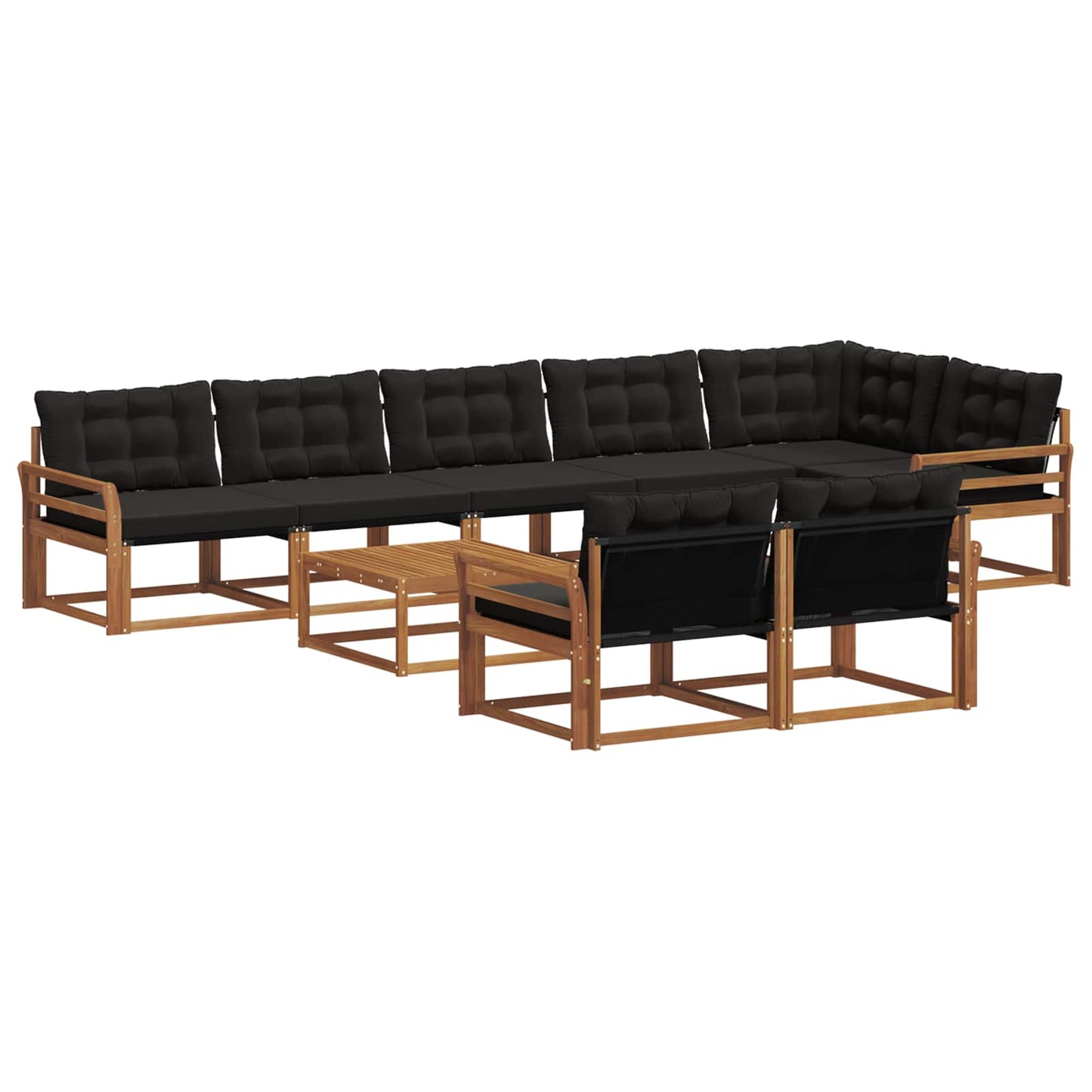 Set di divani da esterno con cuscino 9 pcs Naturale e Nero | homemem39