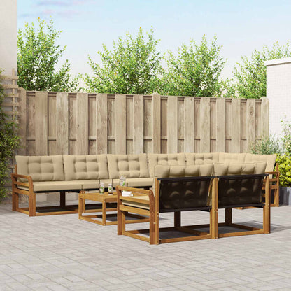 Set di divani da esterno con cuscino 9 pcs Naturale e Beige