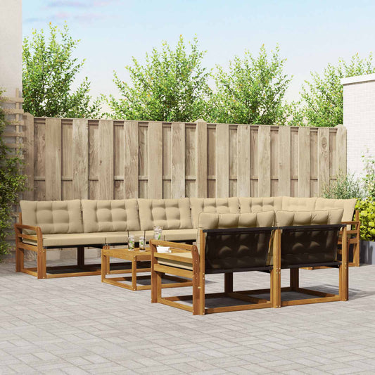 Set di divani da esterno con cuscino 9 pcs Naturale e Beige