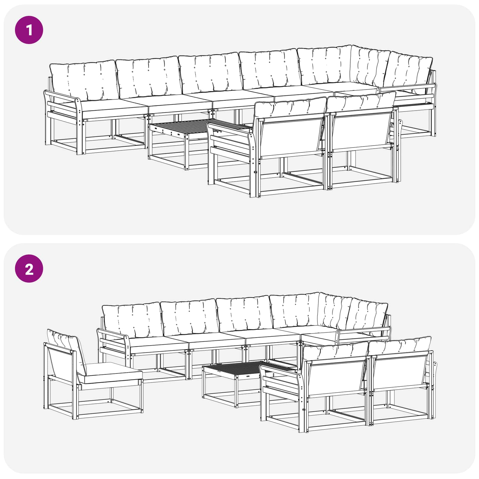 Set di divani da esterno con cuscino 9 pcs Naturale e Beige | homemem39