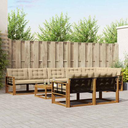 Set di divani da esterno con cuscino 9 pcs Naturale e Beige