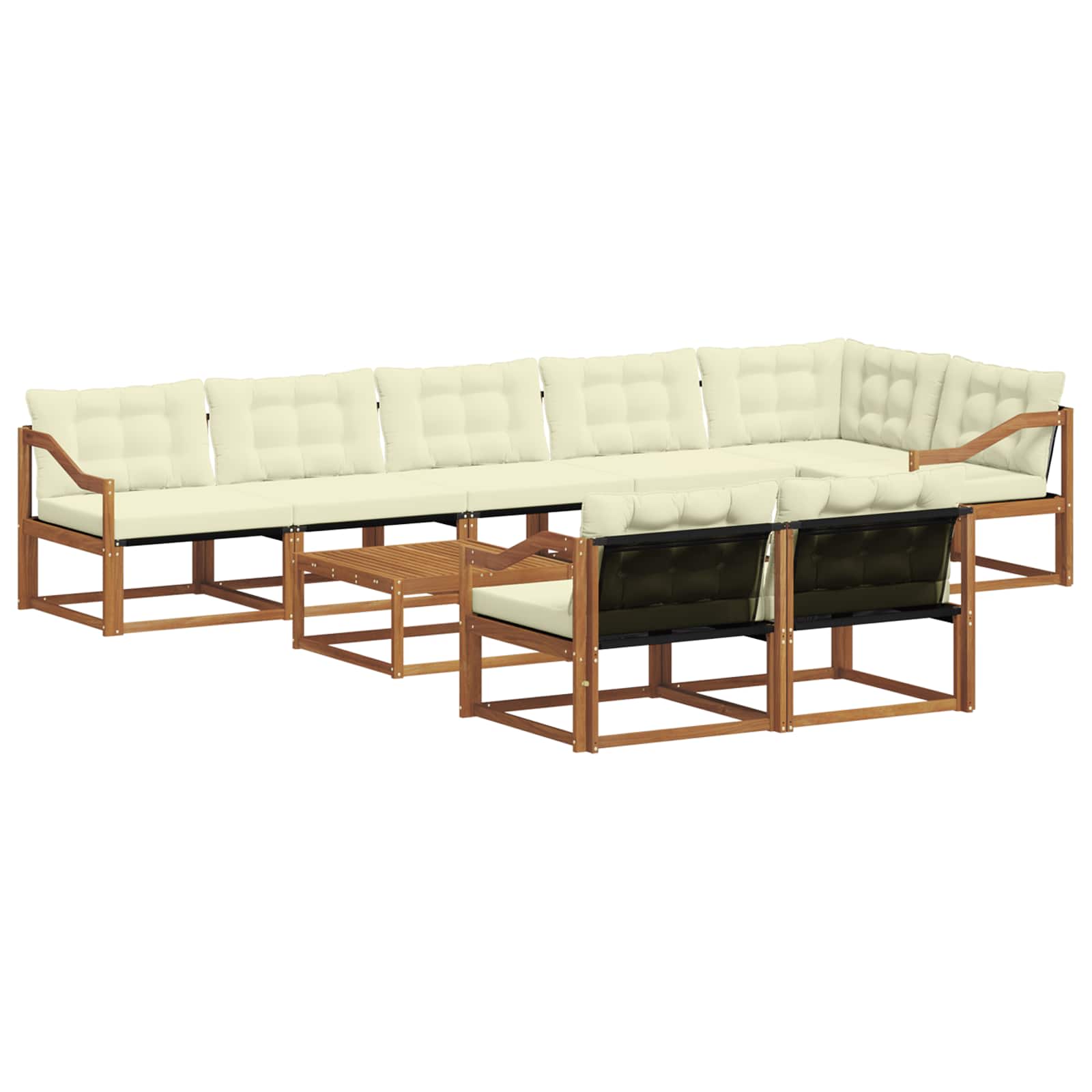 Set di divani da esterno con cuscino 9 pcs Naturale e Crema | homemem39